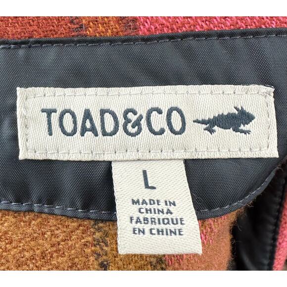 Toad & Co. Folk Yeah Plaid Shirt Jacket Women's Size L Taffy Recycled Wool Blend - Picture 6 of 11